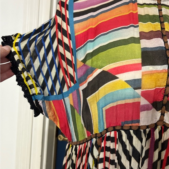 Anthropologie Conditions apply Colorful Geometric Women's Boho Top Size Medium - Picture 4 of 8